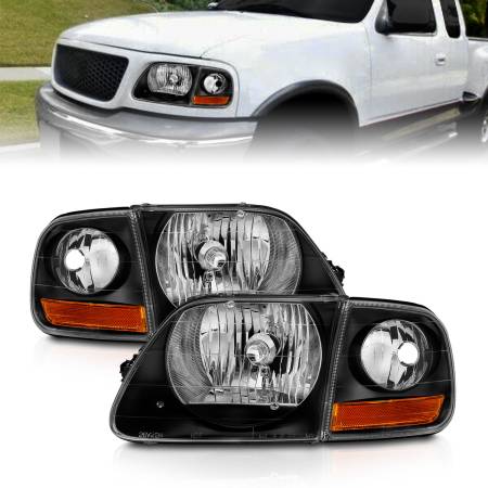 ANZO Headlights, Tail Lights and More  - ANZO 1997-2003 Ford F150 Crystal Headlight Black w/ Parking Light