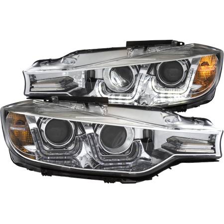 ANZO Headlights, Tail Lights and More  - ANZO 2012-2015 BMW 3 Series Projector Headlights w/ U-Bar Chrome