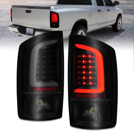 ANZO Headlights, Tail Lights and More  - ANZO 2002-2006 Dodge  Ram 1500 LED Tail Lights w/ Light Bar Black Housing Smoke Lens