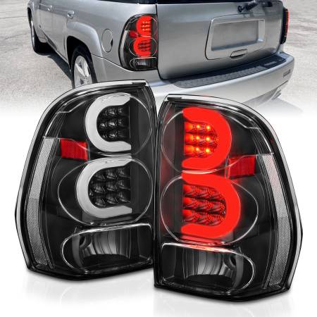 ANZO Headlights, Tail Lights and More  - ANZO 2002-2009 Chevrolet Trailblazer LED Tail Lights w/ Light Bar Black Housing Clear Lens