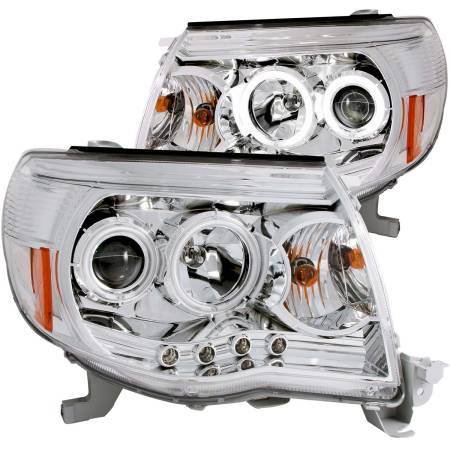 ANZO Headlights, Tail Lights and More  - ANZO 2005-2011 Toyota Tacoma Projector Headlights w/ Halos Chrome