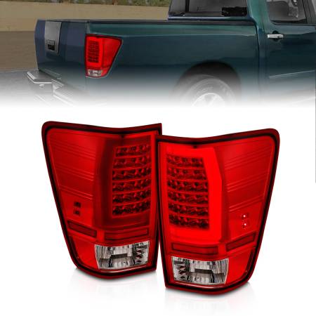 ANZO Headlights, Tail Lights and More  - Anzo 04-15 Nissan Titan Full LED Tailights Chrome Housing Red/Clear Lens