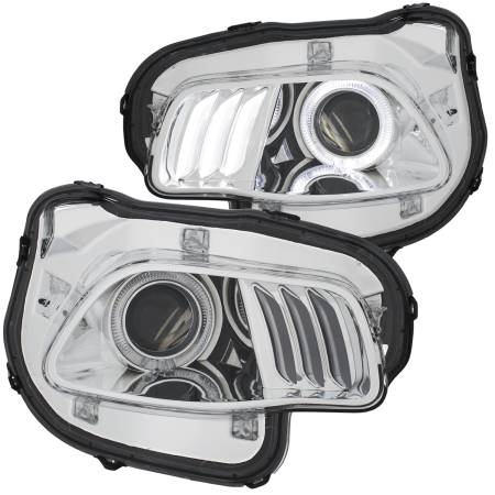 ANZO Headlights, Tail Lights and More  - ANZO 2014-2016 Jeep Cherokee Projector Headlights Chrome clear w/ white and Red