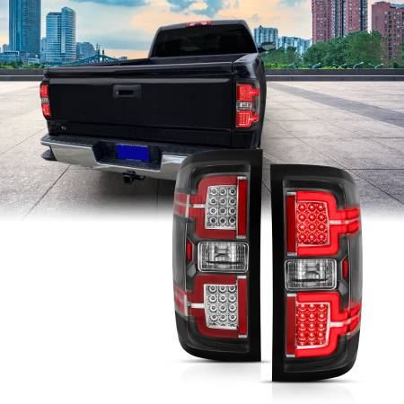 ANZO Headlights, Tail Lights and More  - ANZO 2014-2018 Chevy Silverado 1500 LED Taillights Black