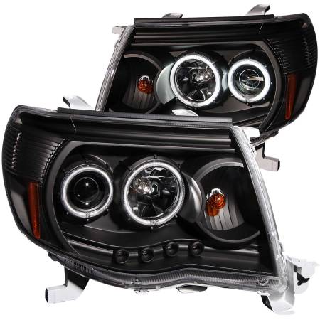 ANZO Headlights, Tail Lights and More  - ANZO 2005-2011 Toyota Tacoma Projector Headlights w/ Halo Black