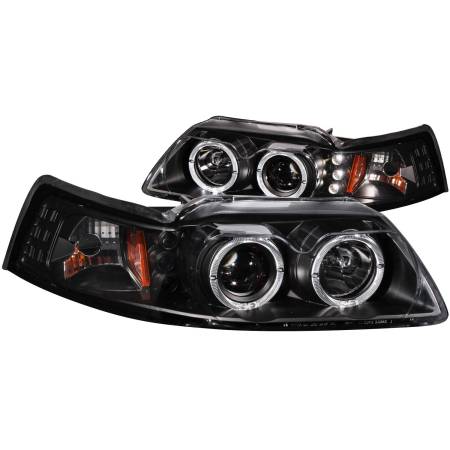 ANZO Headlights, Tail Lights and More  - ANZO 1999-2004 Ford Mustang Projector Headlights Black G2 (Dual Projector)