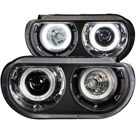 ANZO Headlights, Tail Lights and More  - ANZO 2008-2014 Dodge Challenger Projector Headlights w/ Halo Black (CCFL)