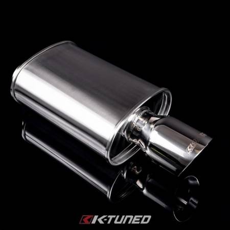 K-Tuned Universal Muffler - Brushed Finish - Short / Offset (19') - 3' Inlet