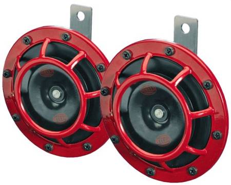 HELLA - HELLA Supertone Horn Kit 12V 300/500HZ Red (003399803 = 003399801)