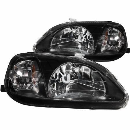 ANZO Headlights, Tail Lights and More  - ANZO 1999-2000 Honda Civic Crystal Headlights Black