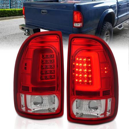 ANZO Headlights, Tail Lights and More  - ANZO 1997-2004 Dodge Dakota LED Taillights Chrome Housing Red Lens Pair