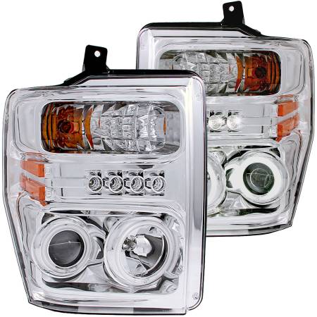 ANZO Headlights, Tail Lights and More  - ANZO 2008-2010 Ford F-250 Projector Headlights w/ Halo Chrome (CCFL)