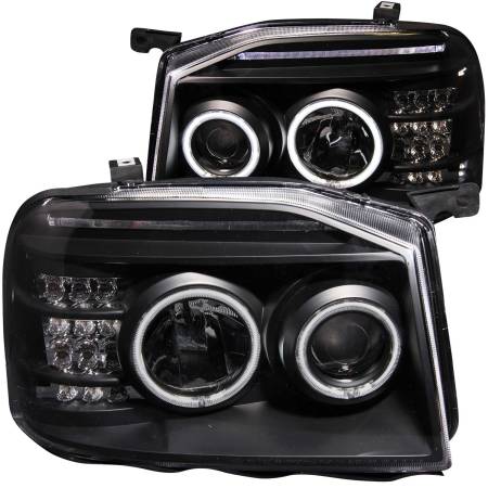 ANZO Headlights, Tail Lights and More  - ANZO 2001-2004 Nissan Frontier Projector Headlights w/ Halo Black (CCFL)