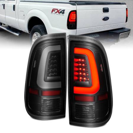 ANZO Headlights, Tail Lights and More  - ANZO 2008-2016 Ford  F-250  LED Tail w/ Lights Bar Black Housing Smoke Lens