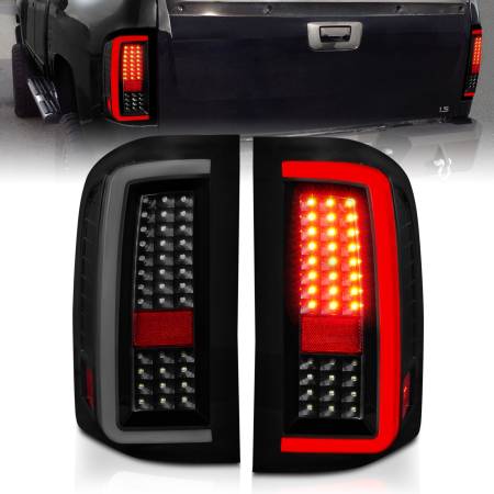 ANZO Headlights, Tail Lights and More  - ANZO 2007-2013 Chevrolet Silverado1500/ 2500/ 3500 LED Tail Lights w/ Light Bar Black Housing Smoke