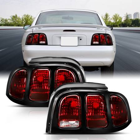 ANZO Headlights, Tail Lights and More  - ANZO 1994-1998 Ford Mustang Taillight Dark Red Lens (OE Style)