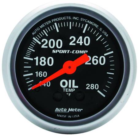 AutoMeter - AutoMeter Sport-Comp 52.4mm 140-280 Deg F Mech Oil Temp Gauge