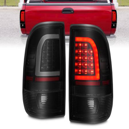 ANZO Headlights, Tail Lights and More  - ANZO 1997-2003 Ford F-150 LED Tail Lights w/ Light Bar Black Housing Smoke Lens