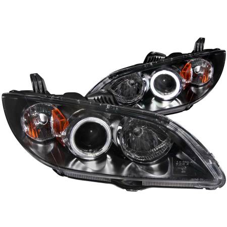 ANZO Headlights, Tail Lights and More  - ANZO 2004-2008 Mazda 3 Projector Headlights w/ Halo Black (CCFL)