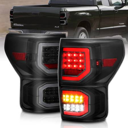 ANZO Headlights, Tail Lights and More  - ANZO 2007-2013 Toyota Tundra LED Taillights Plank Style Black w/Smoke Lens