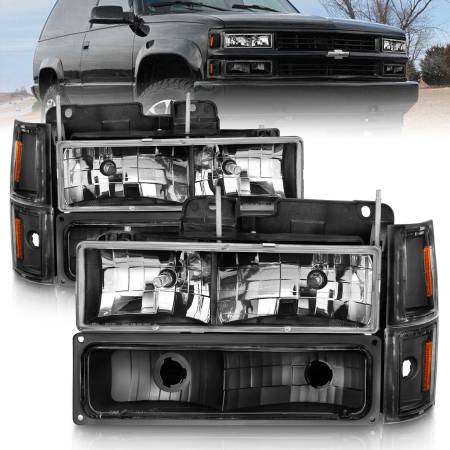 ANZO Headlights, Tail Lights and More  - ANZO 88-98 Chevrolet C1500 Crystal Headlights Black