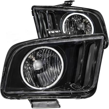 ANZO Headlights, Tail Lights and More  - ANZO 2005-2009 Ford Mustang Crystal Headlights w/ Halo Black (CCFL)