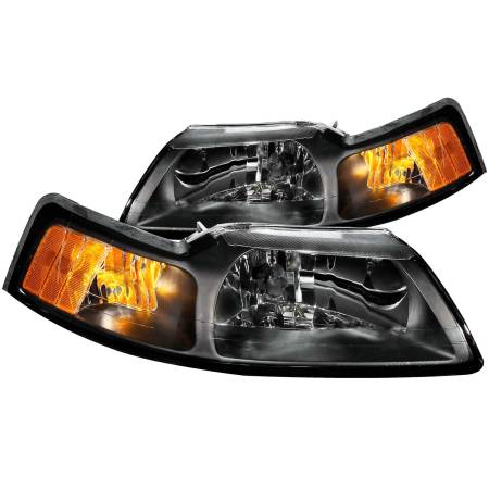 ANZO Headlights, Tail Lights and More  - ANZO 1999-2004 Ford Mustang Crystal Headlights Black