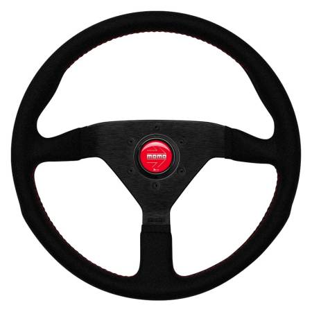 Momo - Momo Montecarlo Alcantara Steering Wheel 350 mm - Black/Red Stitch/Black Spokes