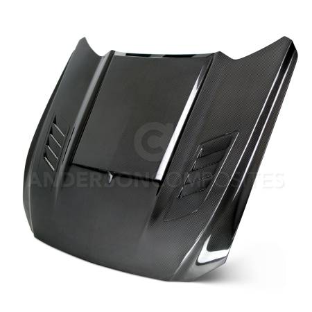 Anderson Composites - Anderson Composites 15-17 Ford Mustang Ram Air Double Sided Hood