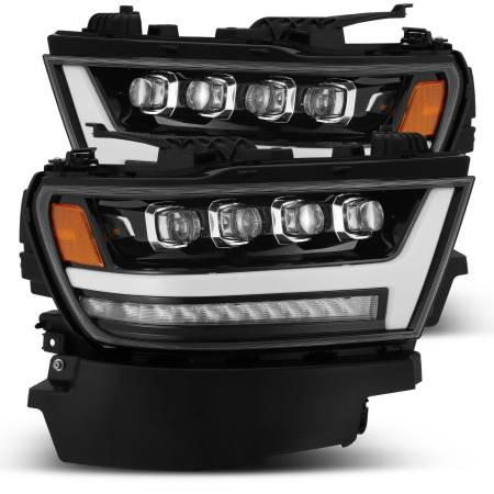 AlphaRex - AlphaRex 19-20 Ram 1500HD NOVA LED Proj Headlights Plank Style Gloss Blk w/Activ Lght/Seq Signal/DRL