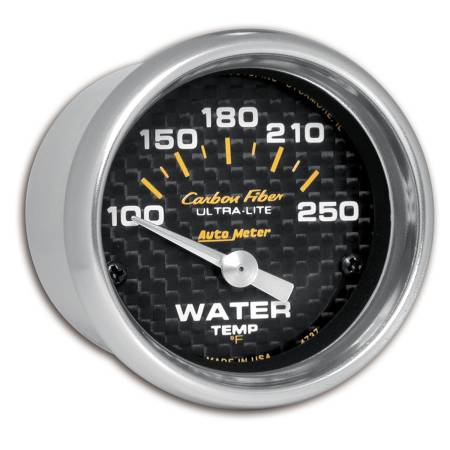 AutoMeter - AutoMeter Carbon Fiber 52mm 100-250 Deg F Electronic Water Temp Gauge