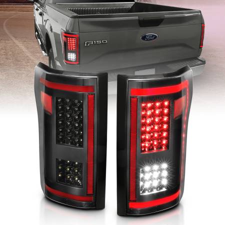 ANZO Headlights, Tail Lights and More  - ANZO 15-17 Ford F-150 LED Taillights Black w/ Sequential