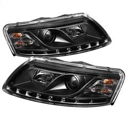 Spyder Auto - Spyder Audi A6 05-07 Projector Headlights Halogen Model Only - DRL Black PRO-YD-ADA605-DRL-BK