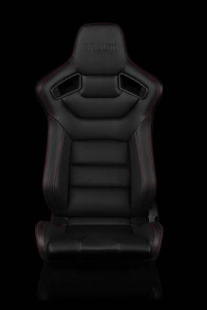 BRAUM RACING SEATS & MORE - BRAUM Racing Elite Series Sport Seats - Black Leatherette (Red Stitching) - Pair