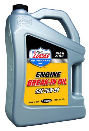 Lucas Oil - Lucas Motor Oil - High Zinc Break-In - 20W50 - Conventional - 5 qt - Each