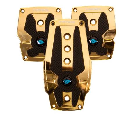 NRG Innovations - NRG Innovations Aluminum Sport Pedal M/T - Chrome Gold w/Black Rubber Inserts