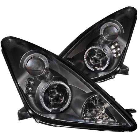 ANZO Headlights, Tail Lights and More  - ANZO 2000-2005 Toyota Celica Projector Headlights w/ Halo Black