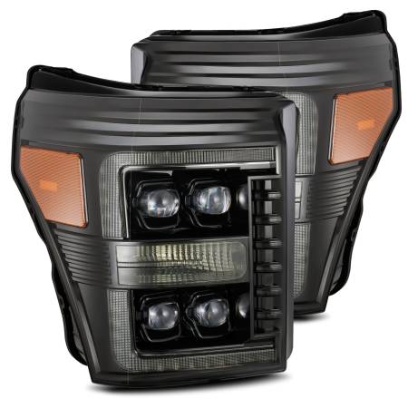 AlphaRex - AlphaRex 11-16 Ford F-350 SD NOVA LED Proj Headlights Plank Style Alpha Blk w/Activ Light/Seq Signal