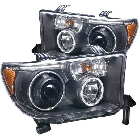 ANZO Headlights, Tail Lights and More  - ANZO 2007-2013 Toyota Tundra Projector Headlights w/ Halo Black (CCFL)