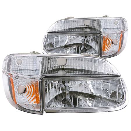 ANZO Headlights, Tail Lights and More  - ANZO 1995-2001 Ford Explorer Crystal Headlights Chrome w/ Corner Lights 2pc