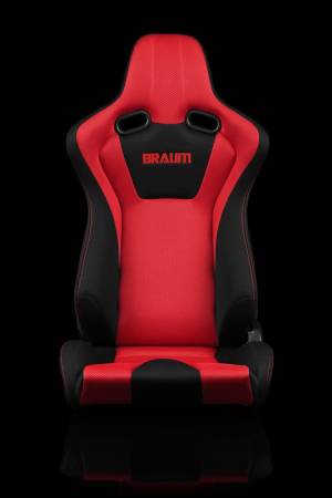 BRAUM RACING SEATS & MORE - BRAUM Racing Venom Series Sport Seats - Black and Red Cloth (Red Stitching) - Pair