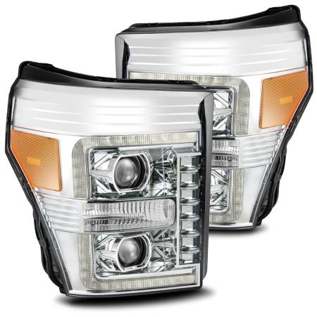 AlphaRex - AlphaRex 11-16 Ford F-250 SD PRO-Series Projector Headlights Plank Style Design Chrome w/Seq Signal