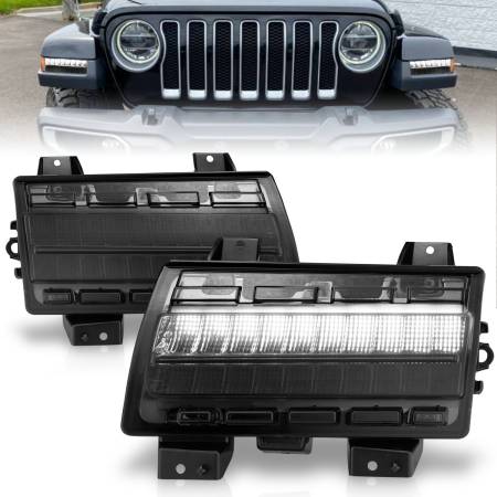 ANZO Headlights, Tail Lights and More  - ANZO Wrangler 18-21/Gladiator 20+ LED Side Marker Lights Smoke w Sequential Signal