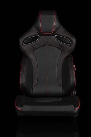 BRAUM RACING SEATS & MORE - BRAUM Racing Orue Series Sport Seats - Black Diamond (Red Stitching) - Pair