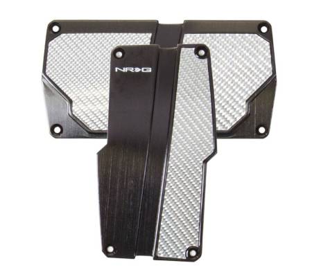 NRG Innovations - NRG Innovations Brushed Aluminum Sport Pedal A/T - Black w/Silver Carbon