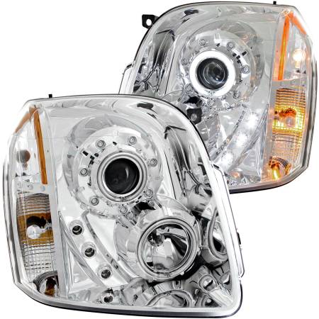 ANZO Headlights, Tail Lights and More  - ANZO 2007-2014 Gmc Yukon Projector Headlights w/ Halo Chrome (CCFL)