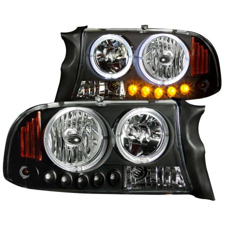 ANZO Headlights, Tail Lights and More  - ANZO 1997-2004 Dodge Dakota Crystal Headlights Black 1pc