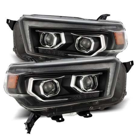 AlphaRex - AlphaRex 10-13 Toyota 4Runner PRO-Series Projector Headlights Plank Style Black w/Seq Signal/DRL