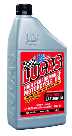 Lucas Oil - Lucas Synthetic SAE 20w50 Motorcycle Oil 6x1 Qt