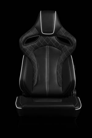 BRAUM RACING SEATS & MORE - BRAUM Racing Orue Series Sport Seats - Black Diamond (White Stitching) - Pair